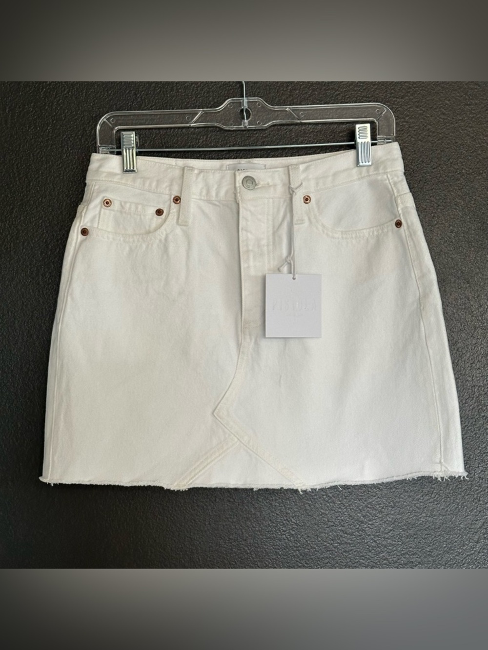 Pistola Kat High Rise Vintage Denim Mini Skirt White Size 26 NWT - Picture 2 of 8